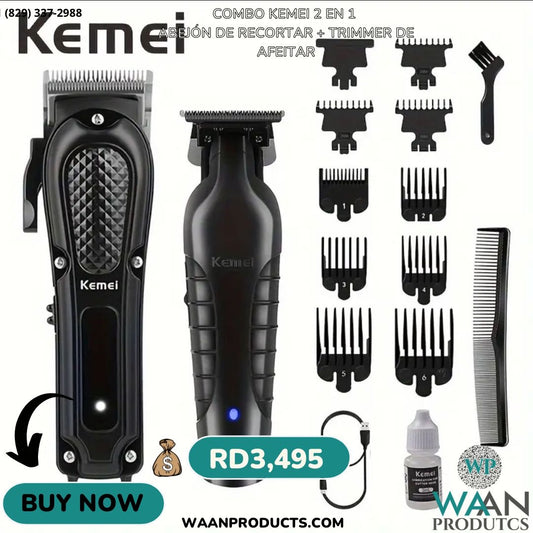 Combo Kemei 2 en 1 
Abejón de Recortar + Trimmer de Afeitar