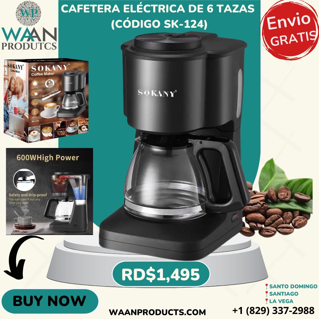 Cafetera Eléctrica de 6 Tazas
(Código SK-124)